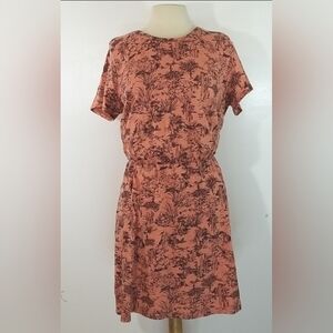 Old Navy Cactus Print Coral Orange Short Sleeve Dress Large